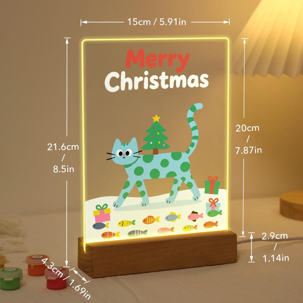 Spotted Cat Carrying a Tiny Tree paint by numbers light-up sign – image 21