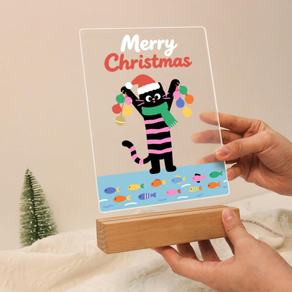 Santa-Hat Cat with Bauble Garland paint by numbers light-up sign – image 13