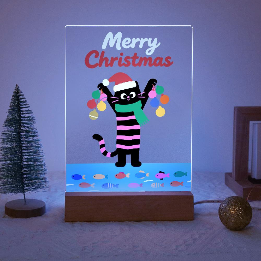 Santa-Hat Cat with Bauble Garland paint by numbers light-up sign – image 14