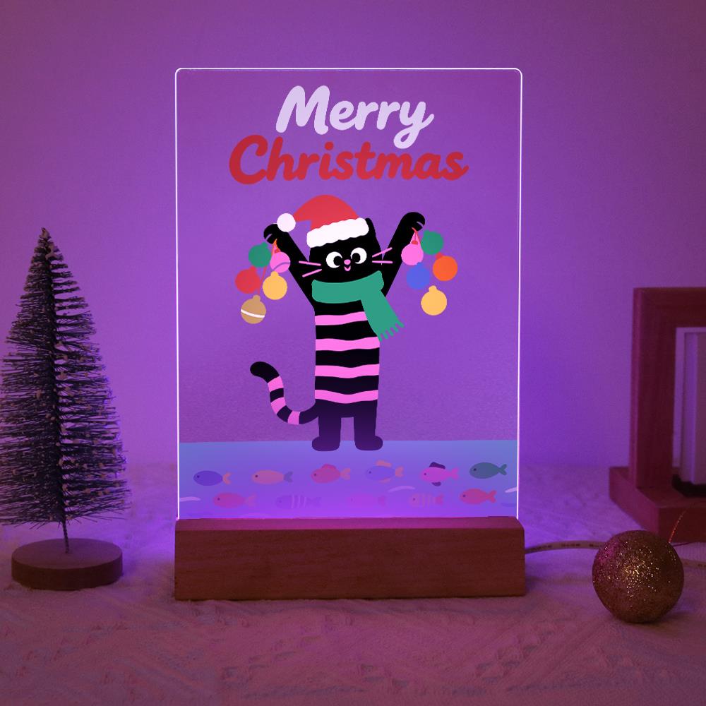 Santa-Hat Cat with Bauble Garland paint by numbers light-up sign – image 15