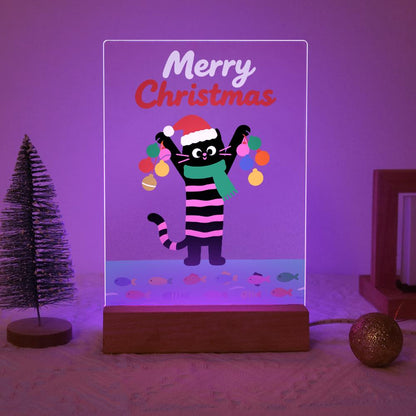 Santa-Hat Cat with Bauble Garland paint by numbers light-up sign – image 15