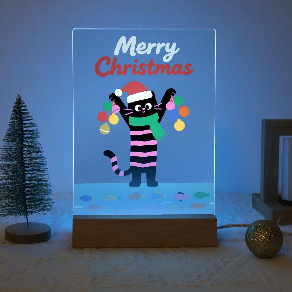 Santa-Hat Cat with Bauble Garland paint by numbers light-up sign – image 16