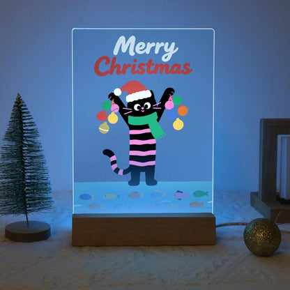 Santa-Hat Cat with Bauble Garland paint by numbers light-up sign – image 16