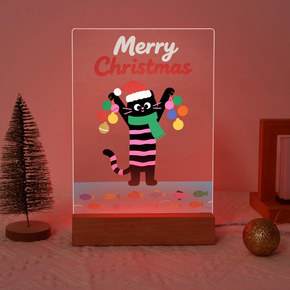 Santa-Hat Cat with Bauble Garland paint by numbers light-up sign – image 17