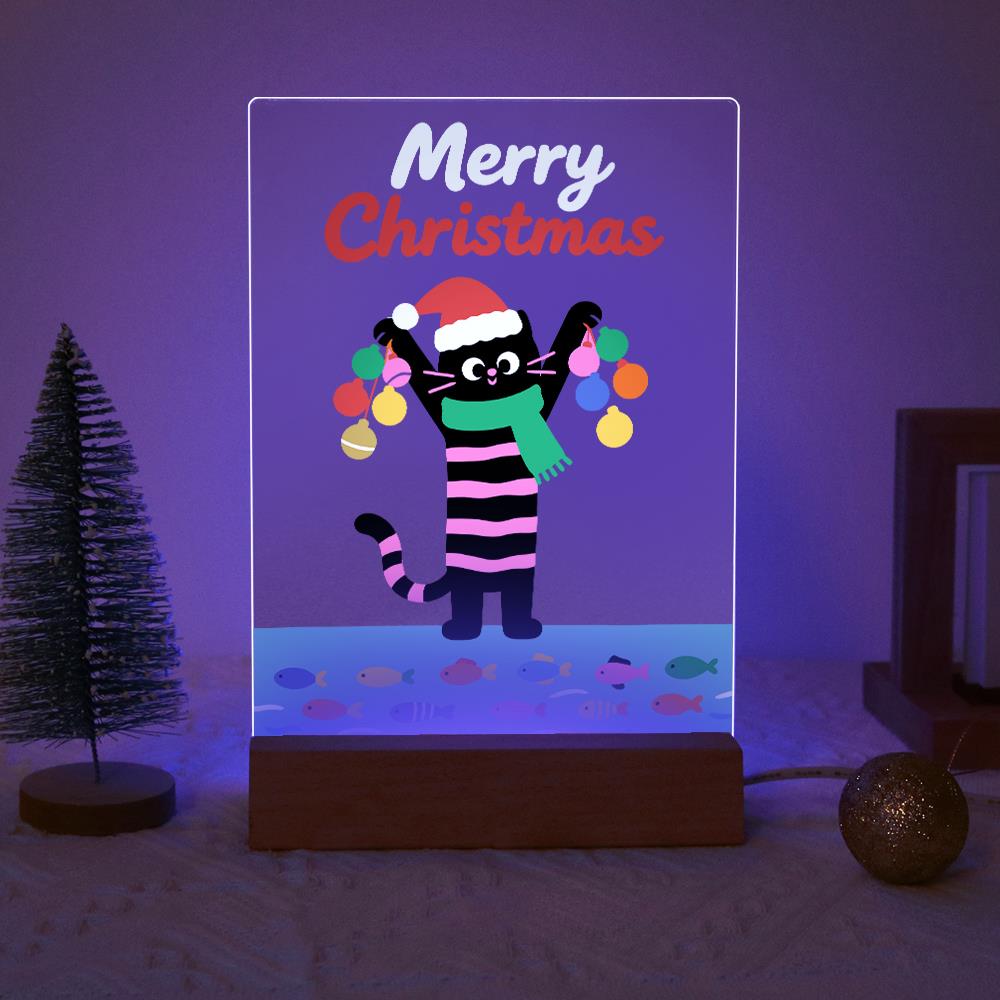 Santa-Hat Cat with Bauble Garland paint by numbers light-up sign – image 18
