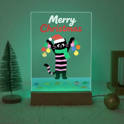 Santa-Hat Cat with Bauble Garland paint by numbers light-up sign – image 19