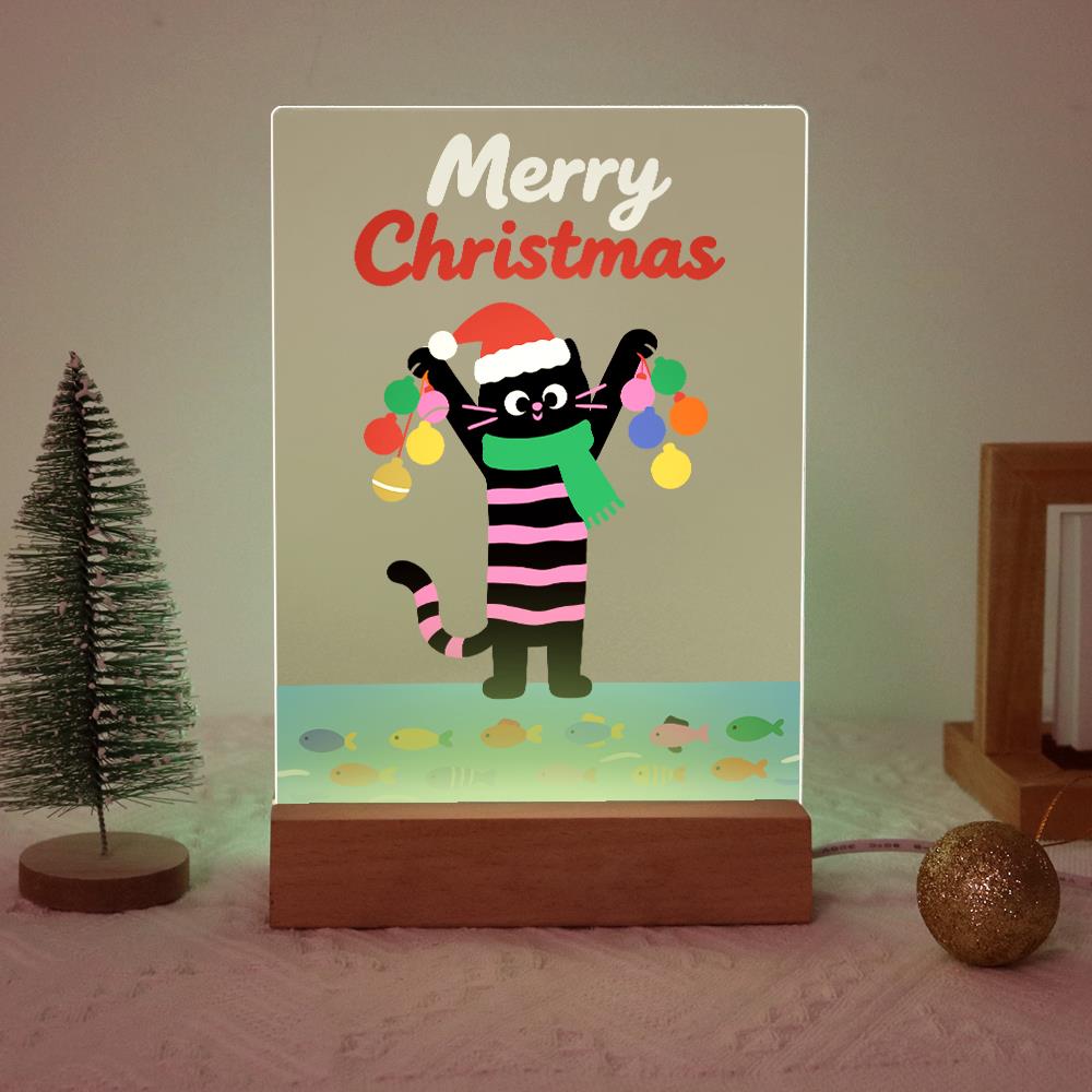 Santa-Hat Cat with Bauble Garland paint by numbers light-up sign – image 20