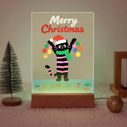 Santa-Hat Cat with Bauble Garland paint by numbers light-up sign – image 20
