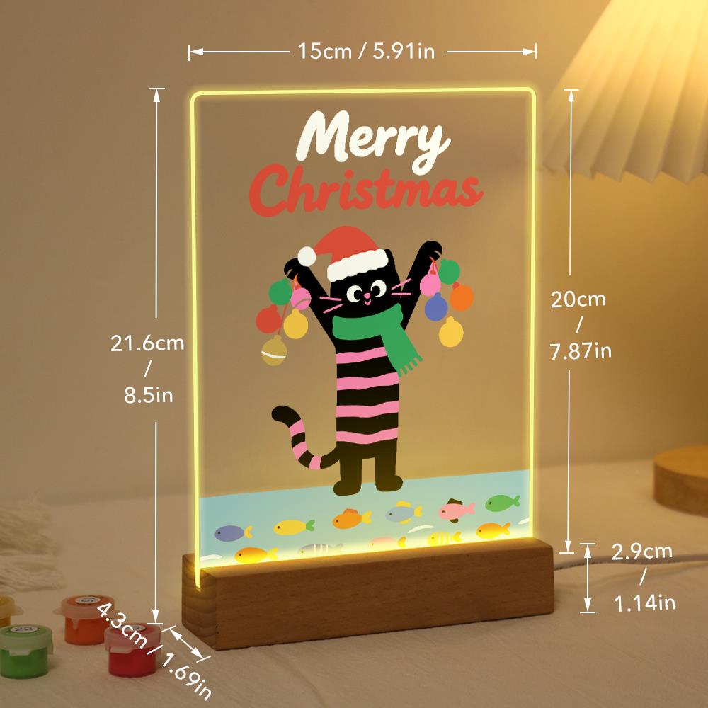 Santa-Hat Cat with Bauble Garland paint by numbers light-up sign – image 21