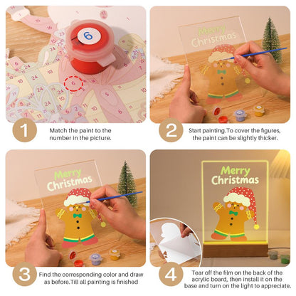 Gingerbread Man in a Floppy Hat paint by numbers light-up sign – image 12