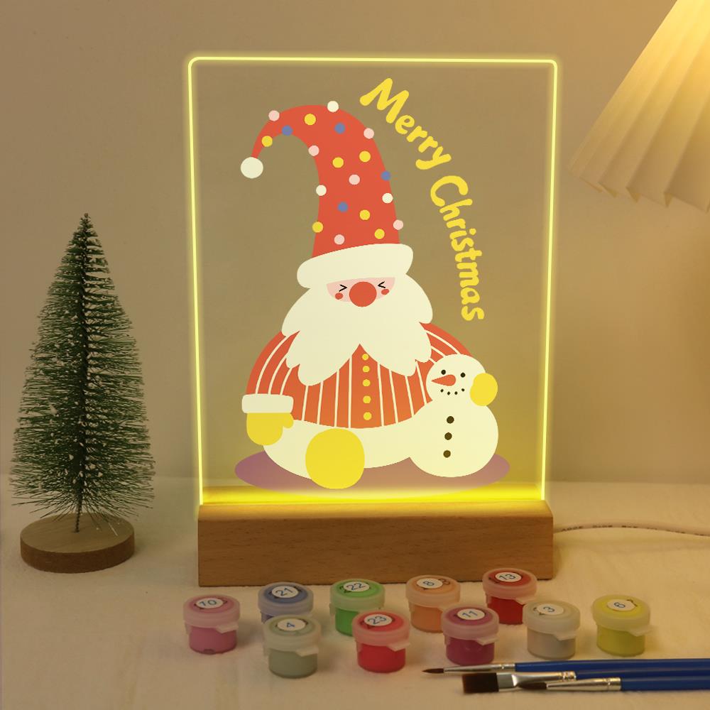 Tall-Hat Santa and Tiny Snowman paint by numbers light-up sign – image 5