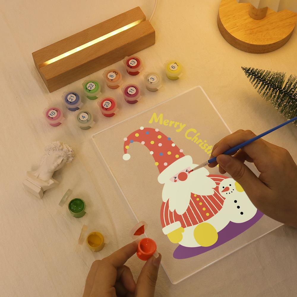 Tall-Hat Santa and Tiny Snowman paint by numbers light-up sign – image 7