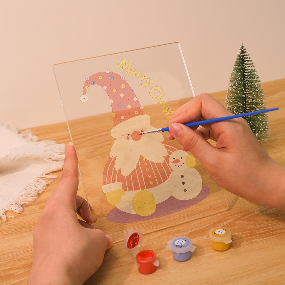 Tall-Hat Santa and Tiny Snowman paint by numbers light-up sign – image 11