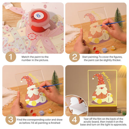 Tall-Hat Santa and Tiny Snowman paint by numbers light-up sign – image 12