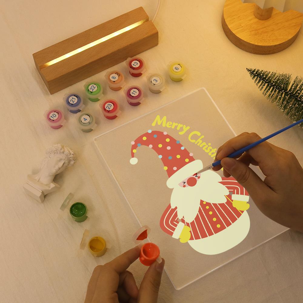Roly-Poly Santa in Stripes paint by numbers light-up sign – image 7
