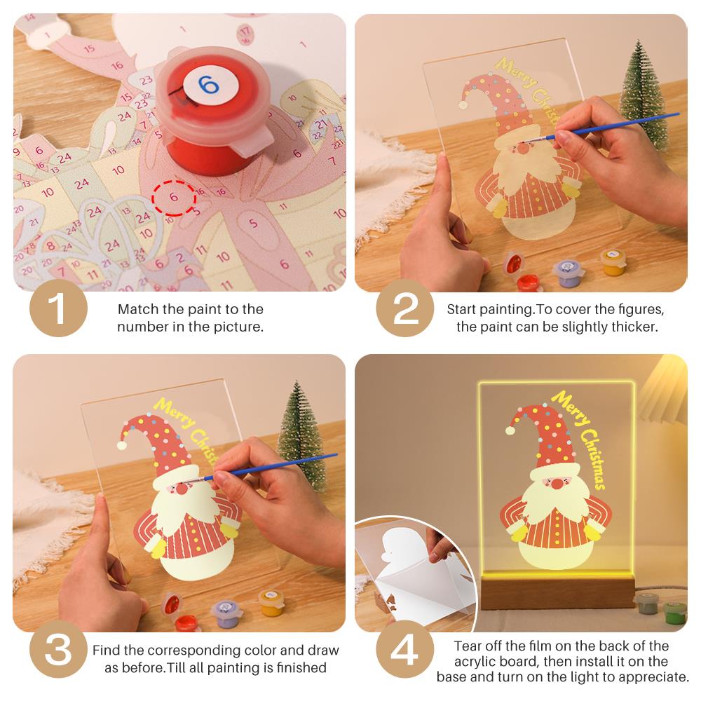 Roly-Poly Santa in Stripes paint by numbers light-up sign – image 12