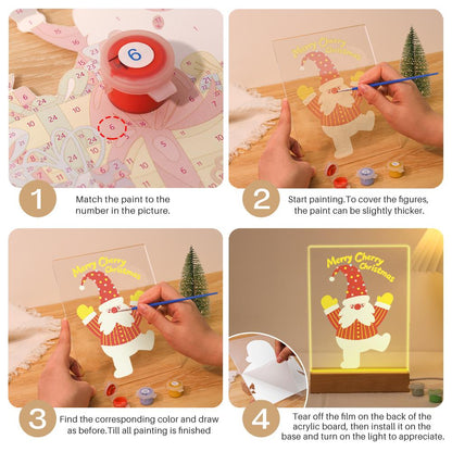 Santa Jumping for Joy paint by numbers light-up sign – image 12