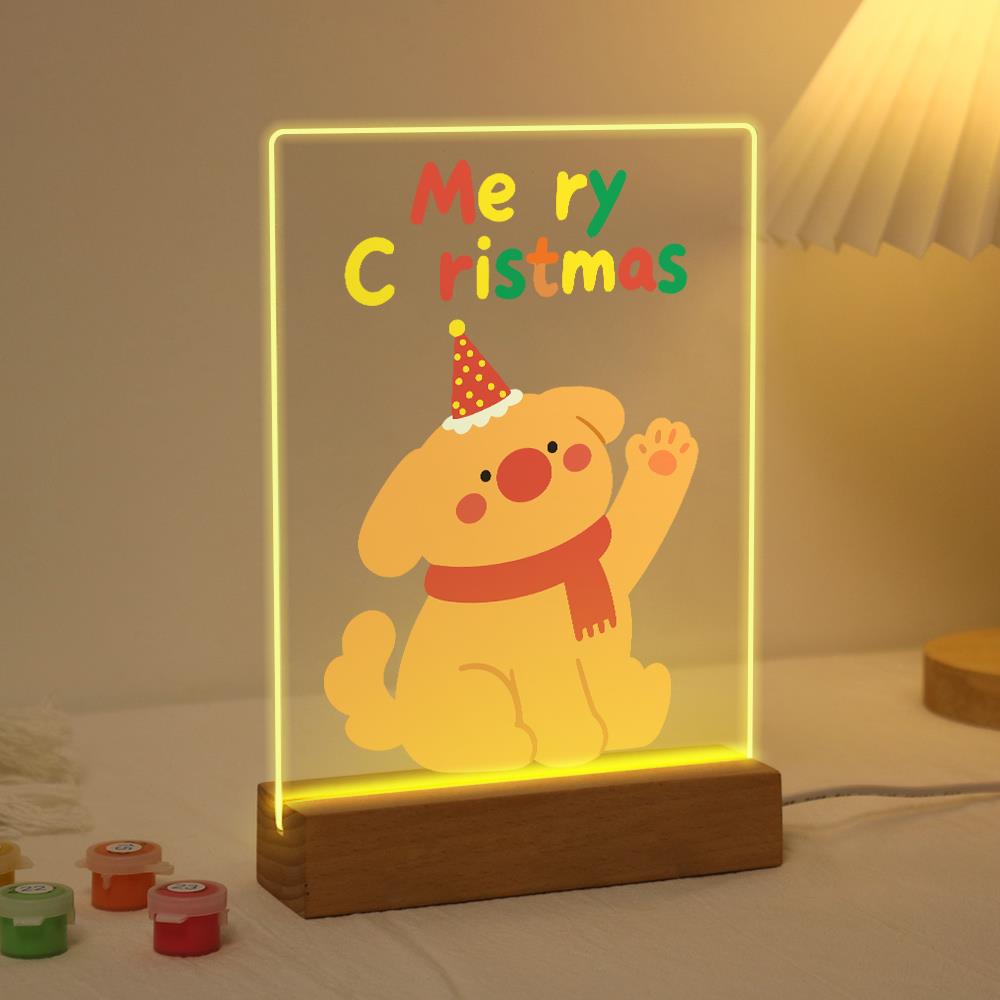 Waving Puppy in a Red Scarf paint by numbers light-up sign – image 3