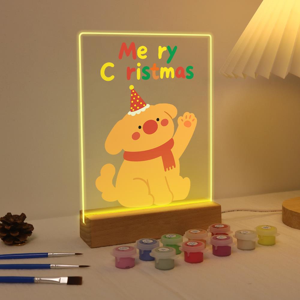 Waving Puppy in a Red Scarf paint by numbers light-up sign – image 4