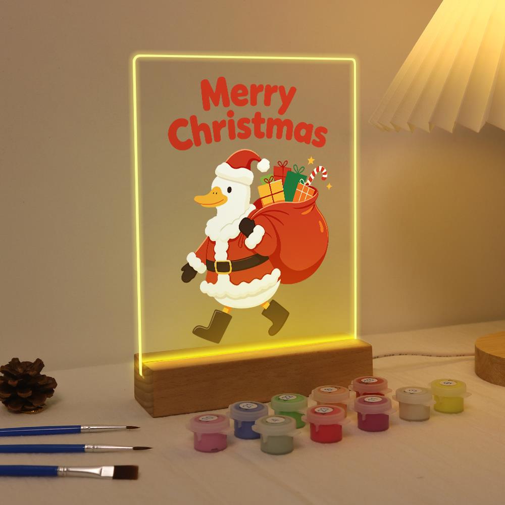 Santa Duck with a Gift Sack paint by numbers light-up sign – image 4