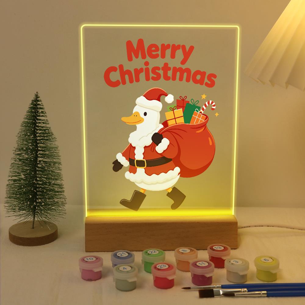 Santa Duck with a Gift Sack paint by numbers light-up sign – image 5