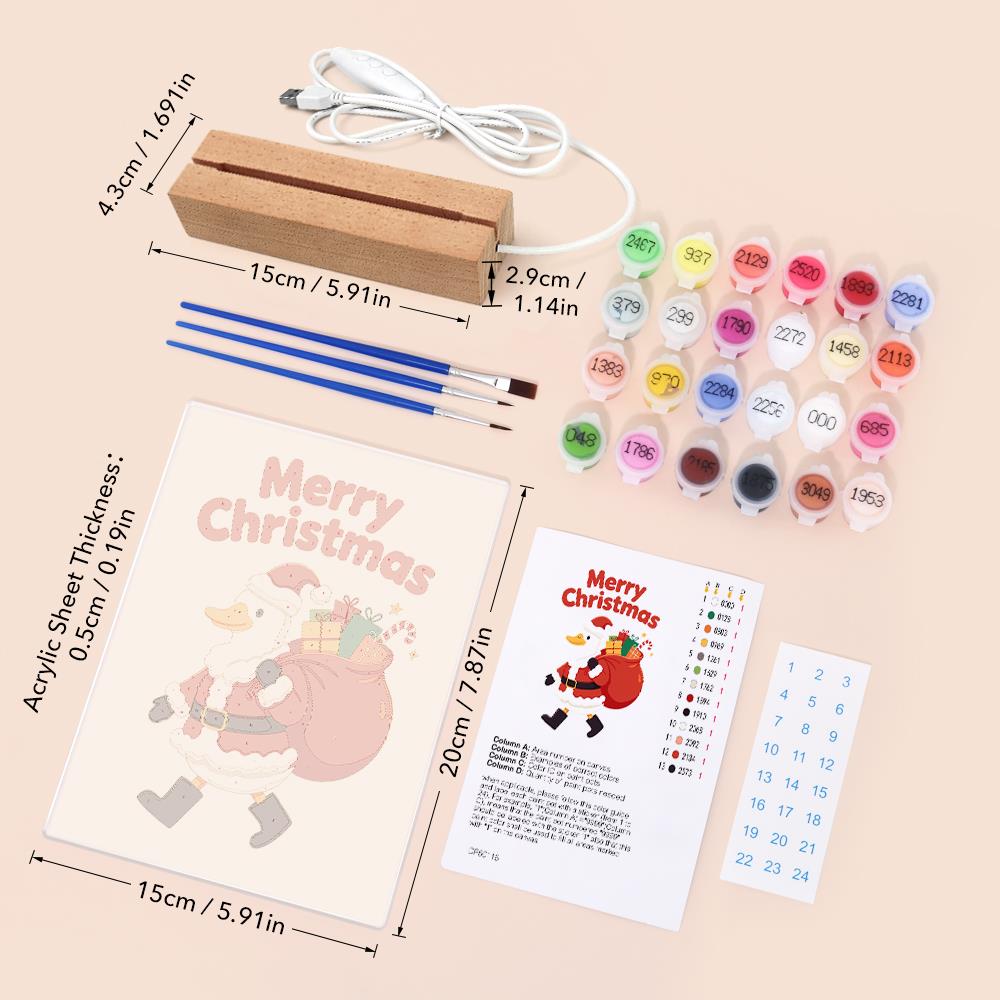 Santa Duck with a Gift Sack paint by numbers light-up sign – image 6