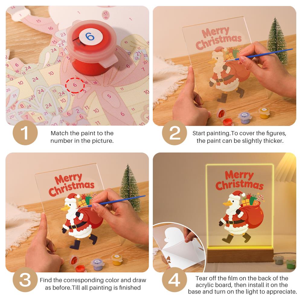 Santa Duck with a Gift Sack paint by numbers light-up sign – image 12