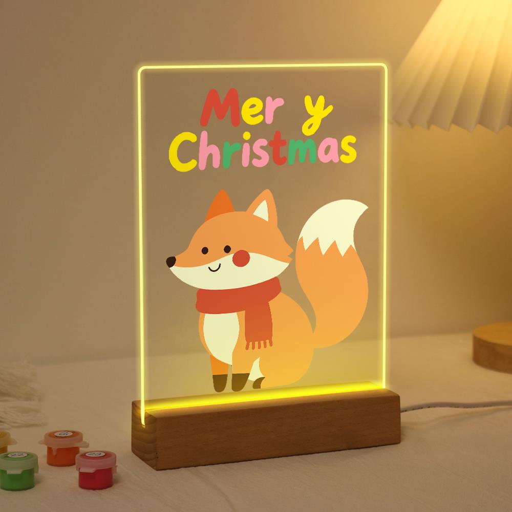 Cozy Fox in a Red Scarf paint by numbers light-up sign – image 3