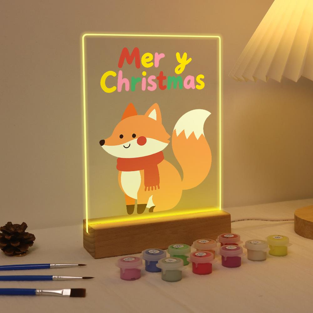 Cozy Fox in a Red Scarf paint by numbers light-up sign – image 4
