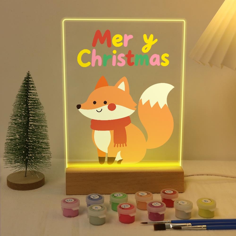 Cozy Fox in a Red Scarf paint by numbers light-up sign – image 5