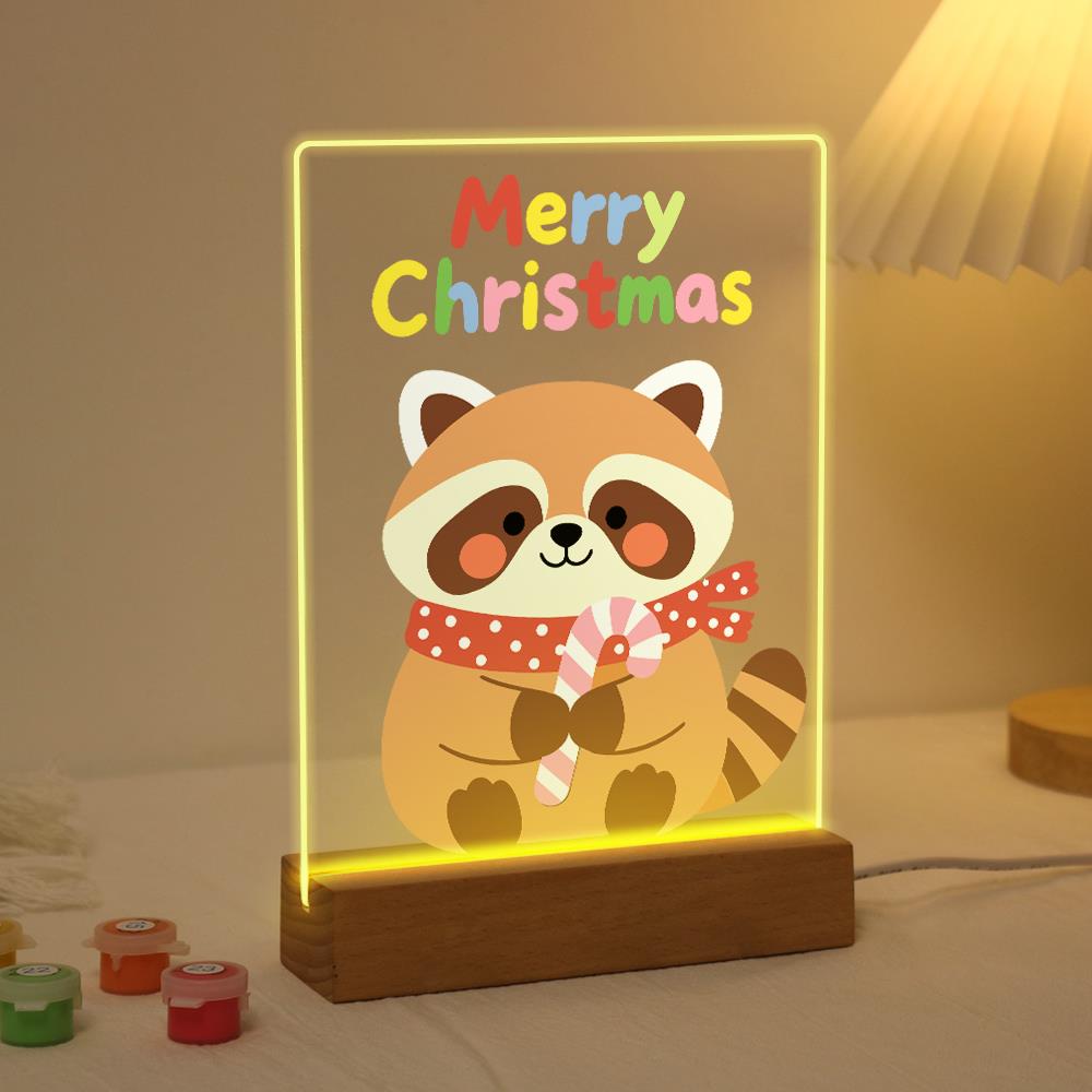Candy Cane Raccoon paint by numbers light-up sign – image 3