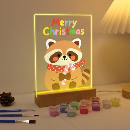 Candy Cane Raccoon paint by numbers light-up sign – image 4