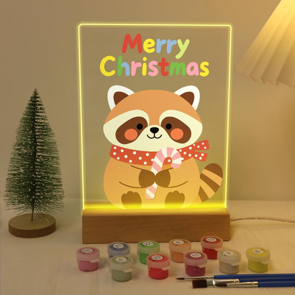 Candy Cane Raccoon paint by numbers light-up sign – image 5