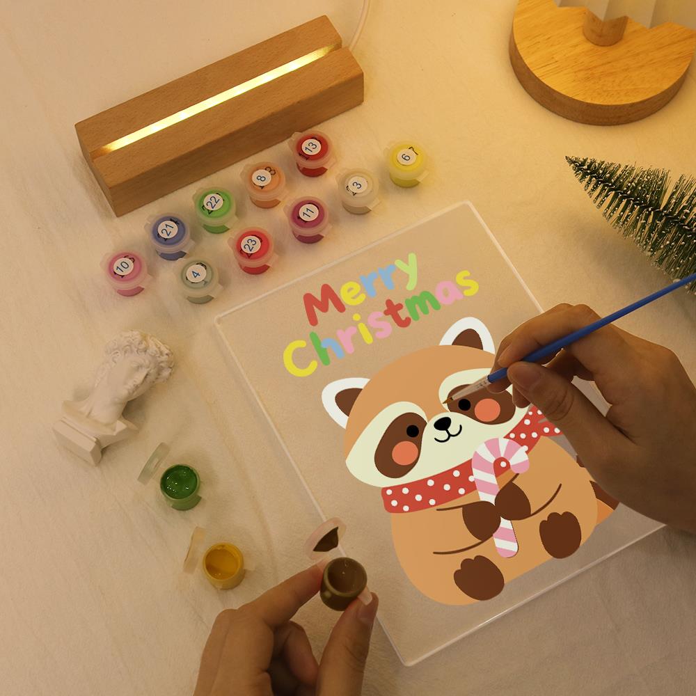 Candy Cane Raccoon paint by numbers light-up sign – image 7