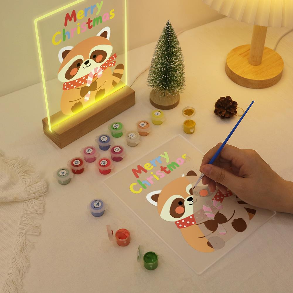 Candy Cane Raccoon paint by numbers light-up sign – image 10