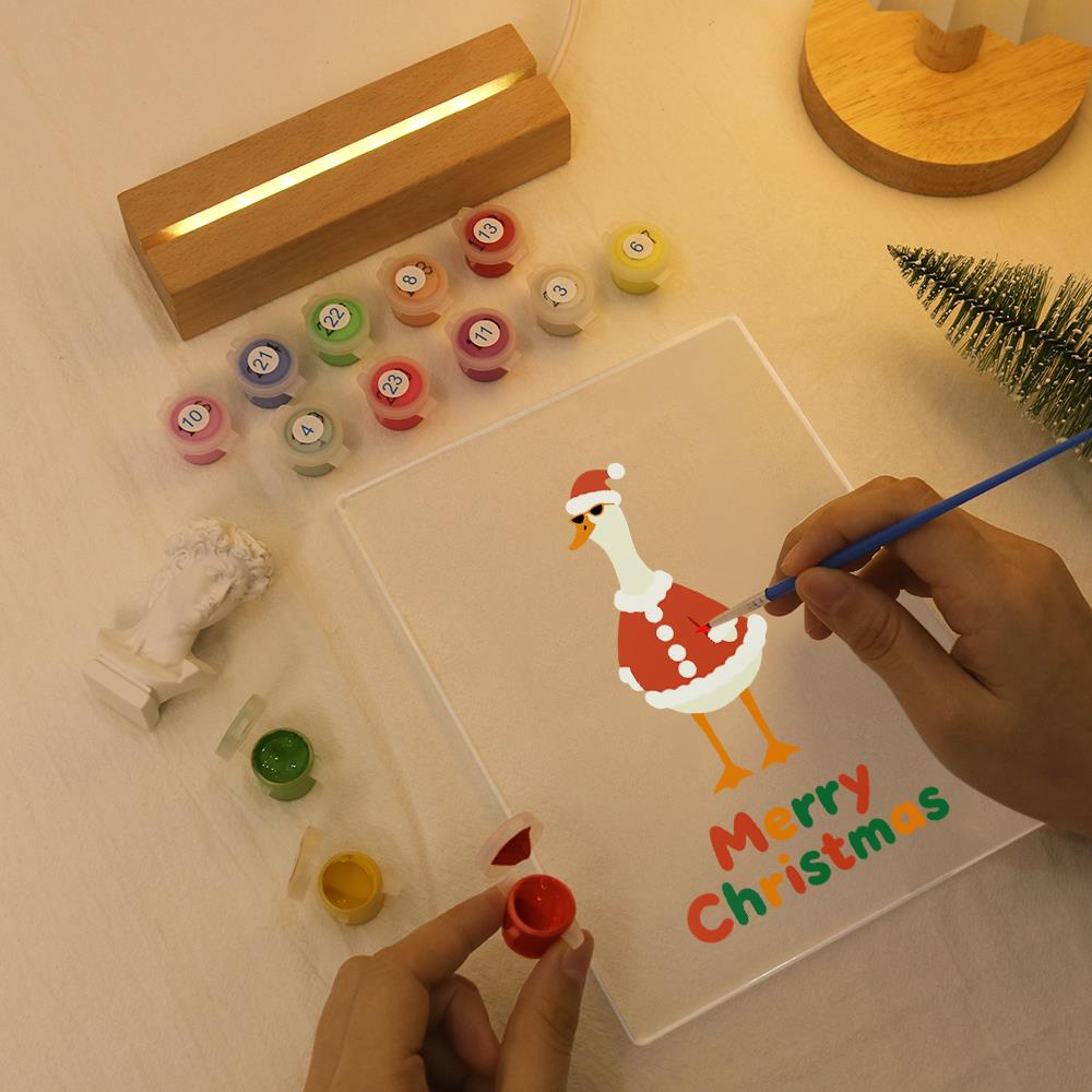 Tall Goose in a Santa Suit paint by numbers light-up sign – image 7