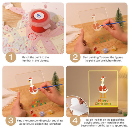 Tall Goose in a Santa Suit paint by numbers light-up sign – image 12
