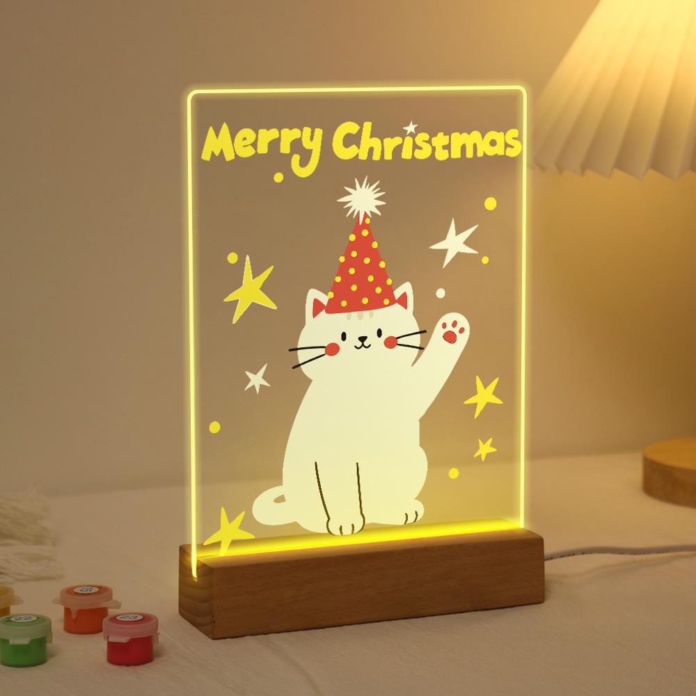 Waving Cat in a Party Hat paint by numbers light-up sign – image 3
