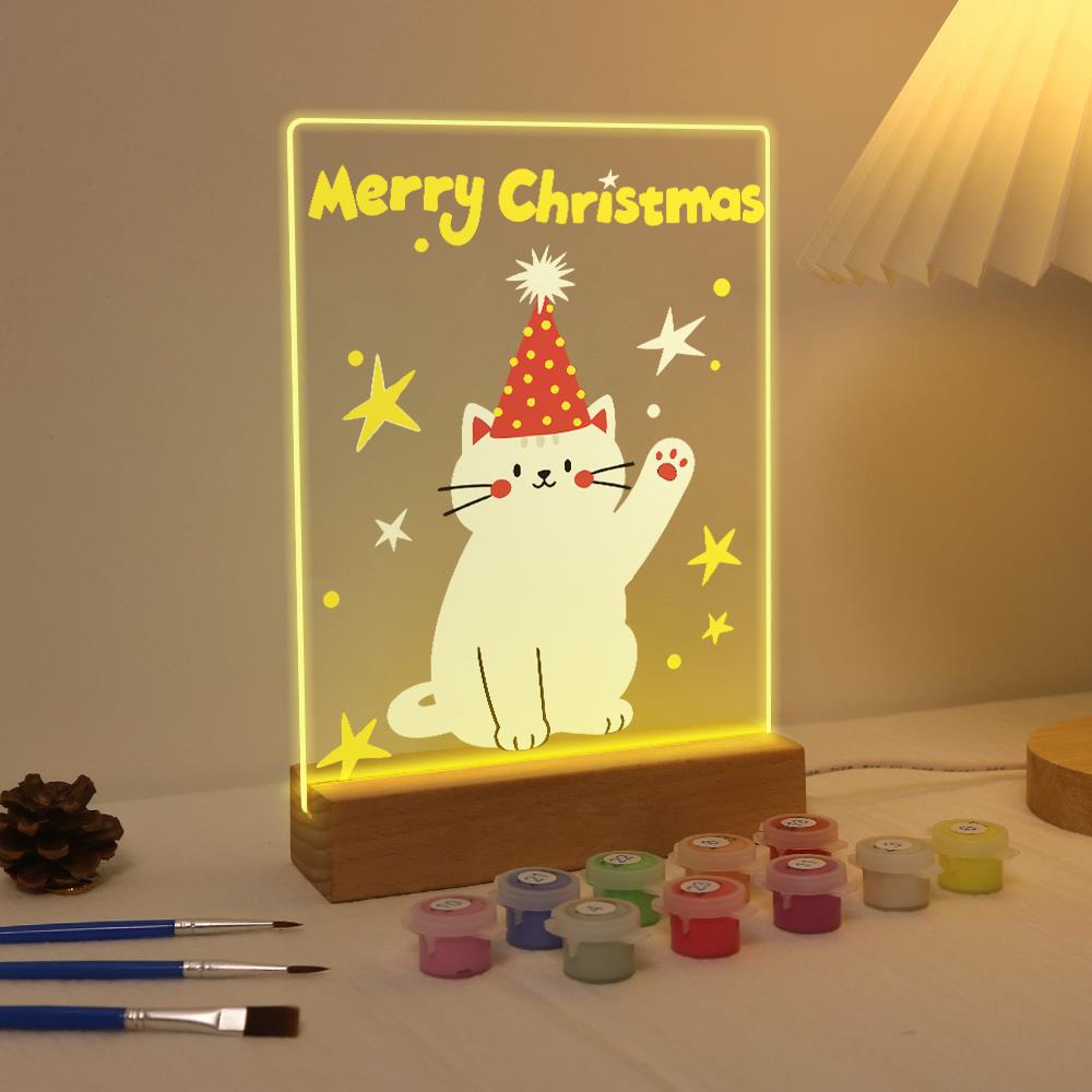 Waving Cat in a Party Hat paint by numbers light-up sign – image 4