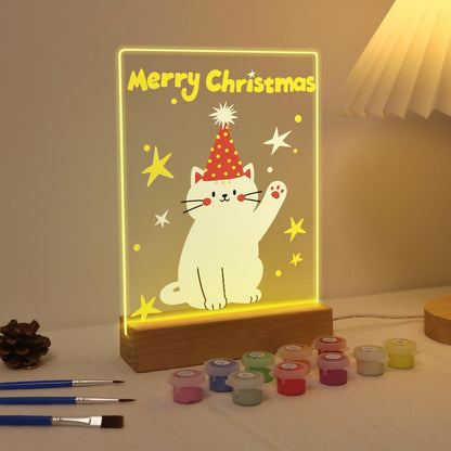 Waving Cat in a Party Hat paint by numbers light-up sign – image 4