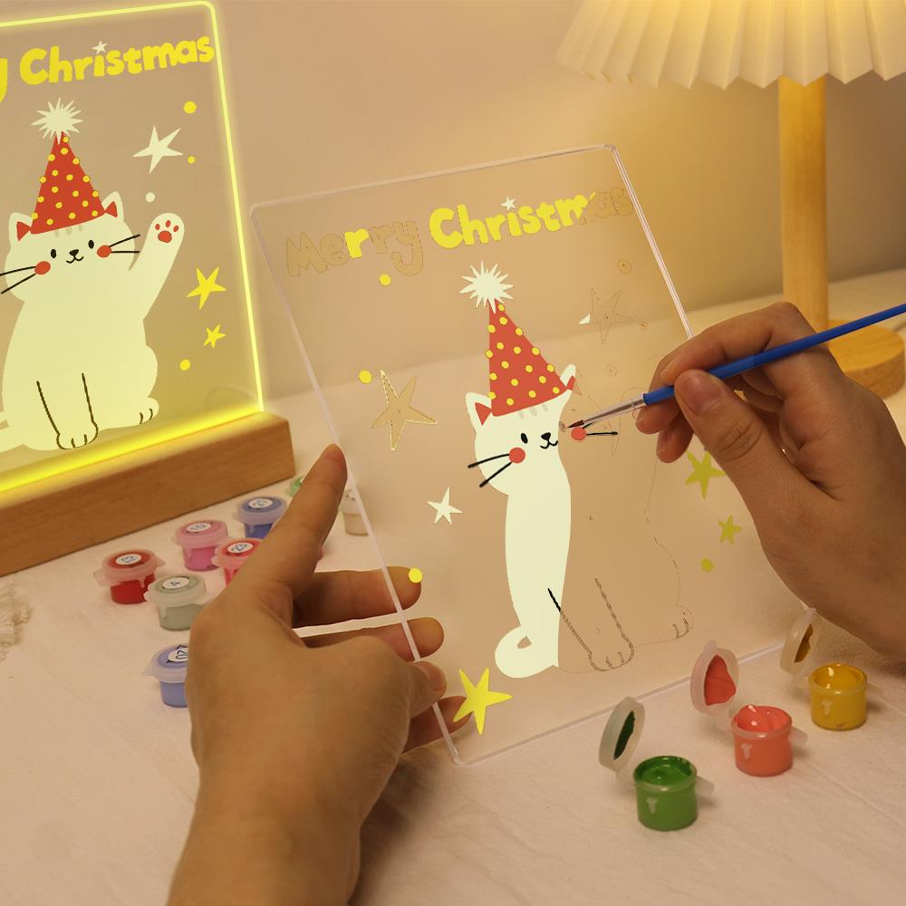 Waving Cat in a Party Hat paint by numbers light-up sign – image 9