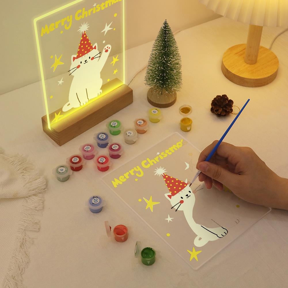 Waving Cat in a Party Hat paint by numbers light-up sign – image 10
