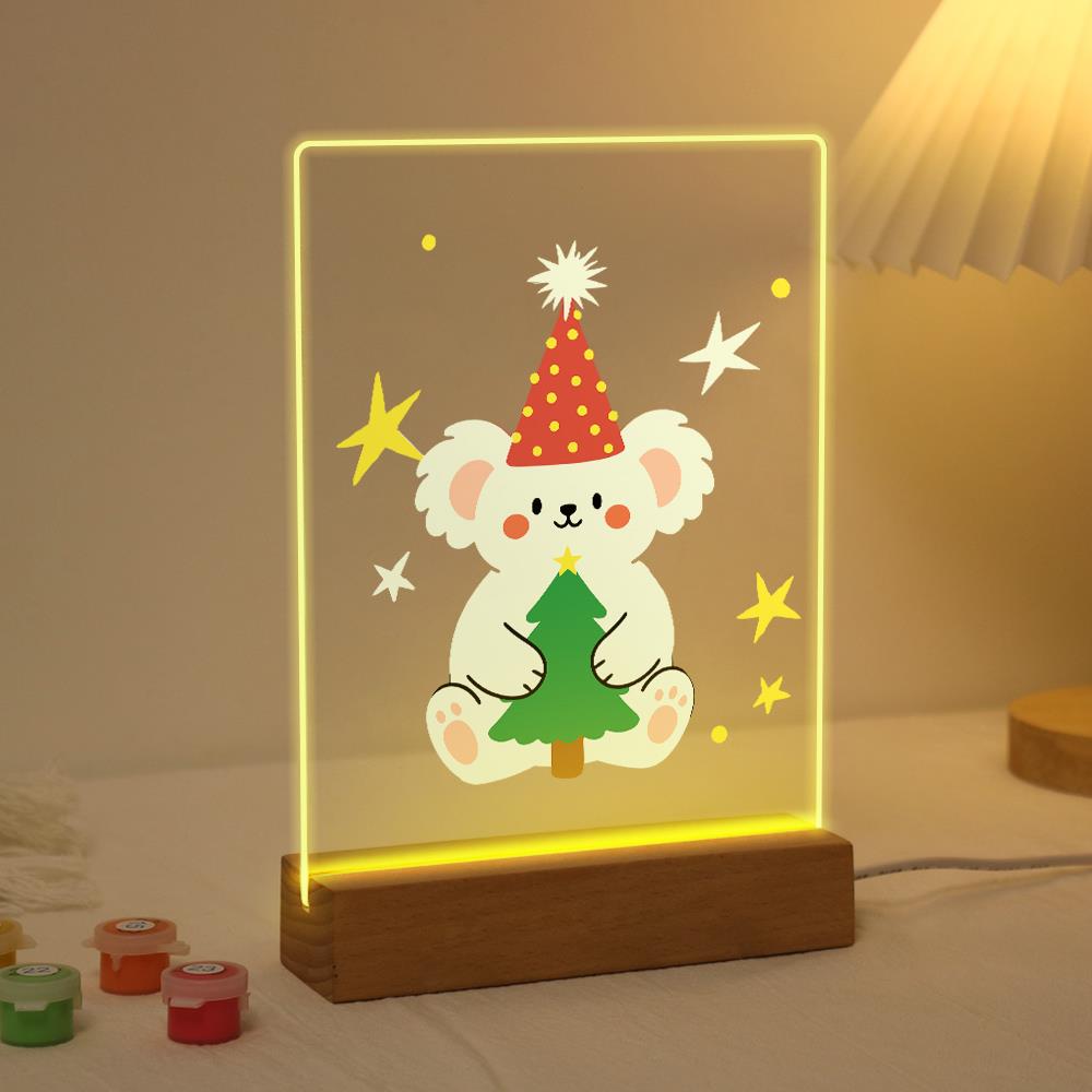 Teddy Bear Hugging a Little Tree paint by numbers light-up sign – image 3