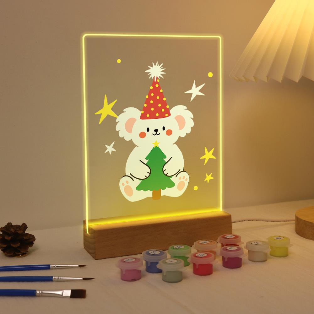 Teddy Bear Hugging a Little Tree paint by numbers light-up sign – image 4