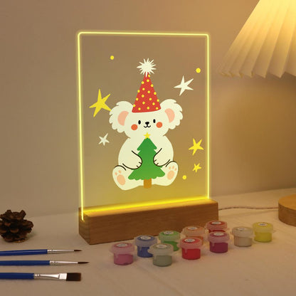 Teddy Bear Hugging a Little Tree paint by numbers light-up sign – image 4