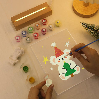 Teddy Bear Hugging a Little Tree paint by numbers light-up sign – image 7
