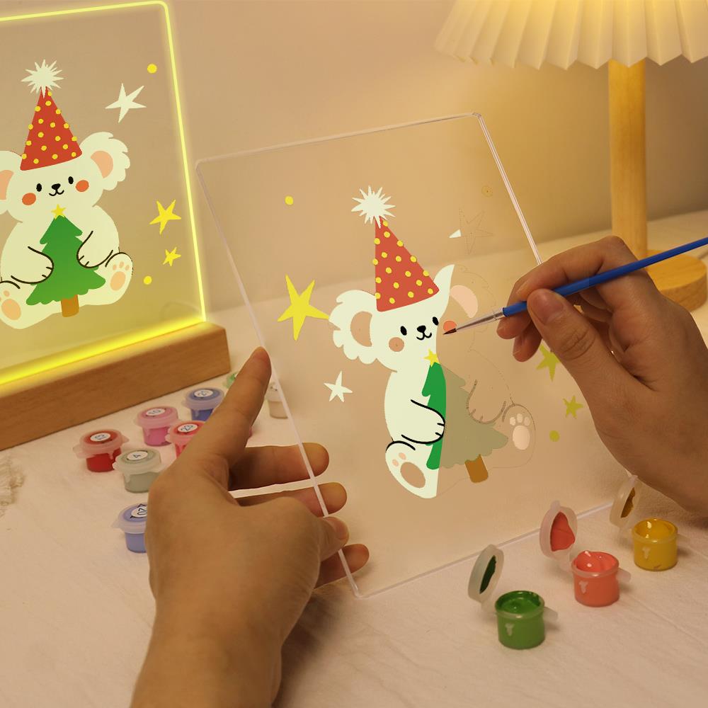 Teddy Bear Hugging a Little Tree paint by numbers light-up sign – image 9