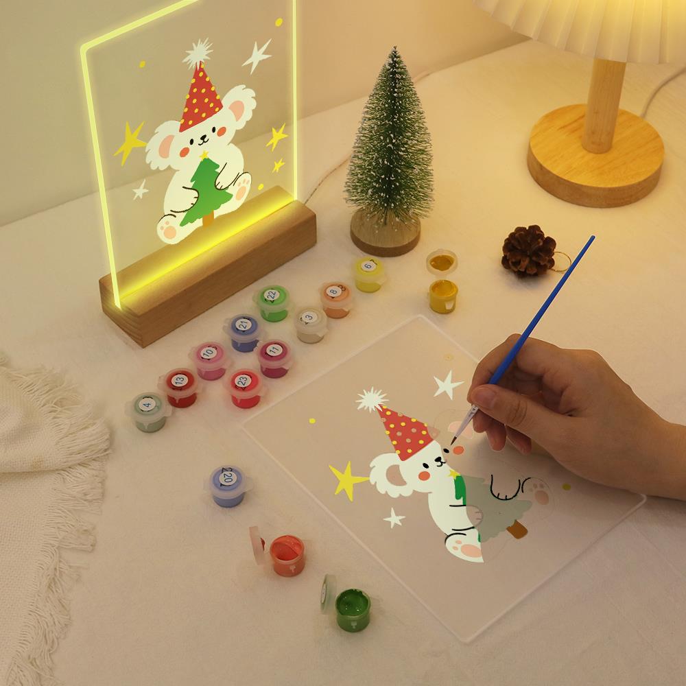Teddy Bear Hugging a Little Tree paint by numbers light-up sign – image 10