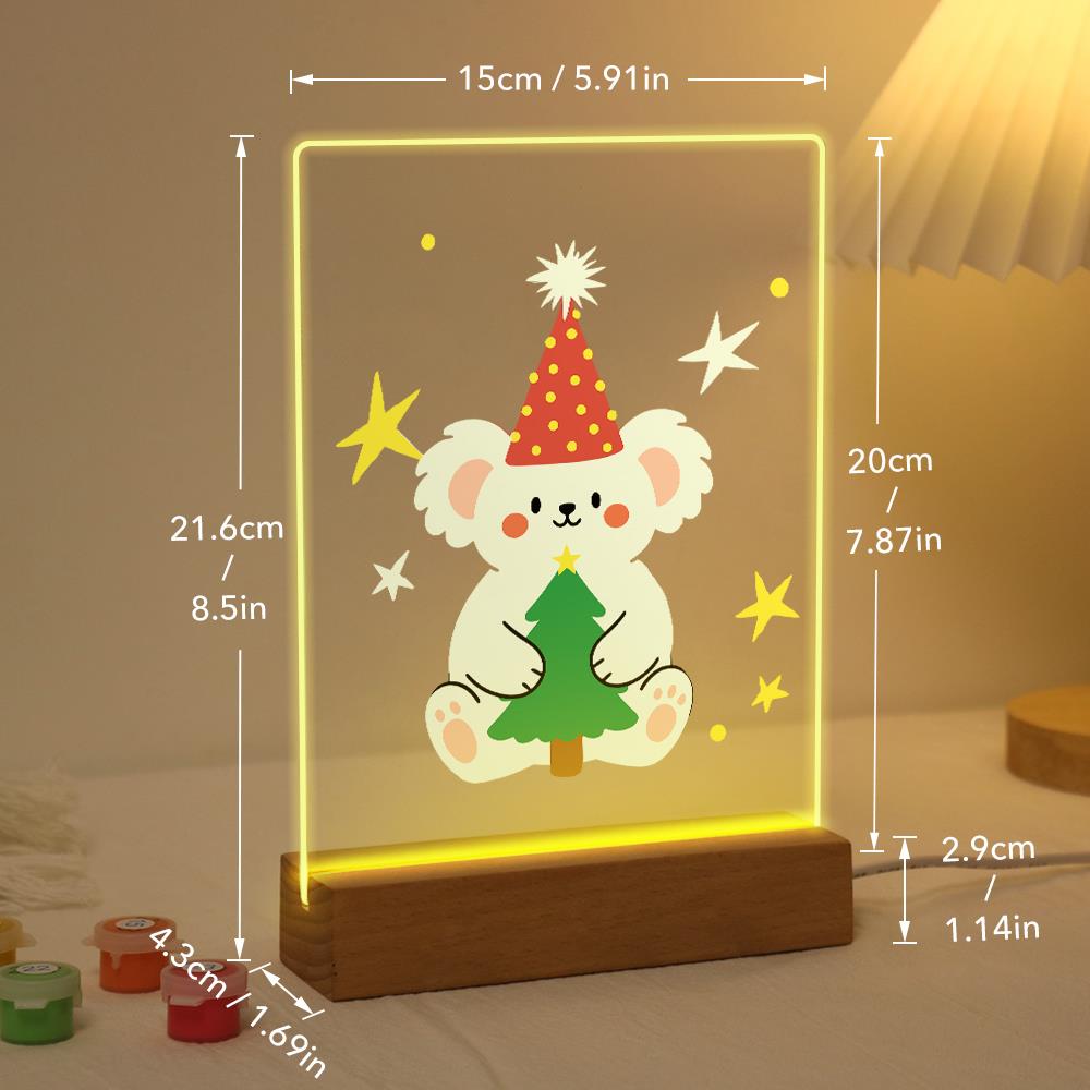 Teddy Bear Hugging a Little Tree paint by numbers light-up sign – image 21