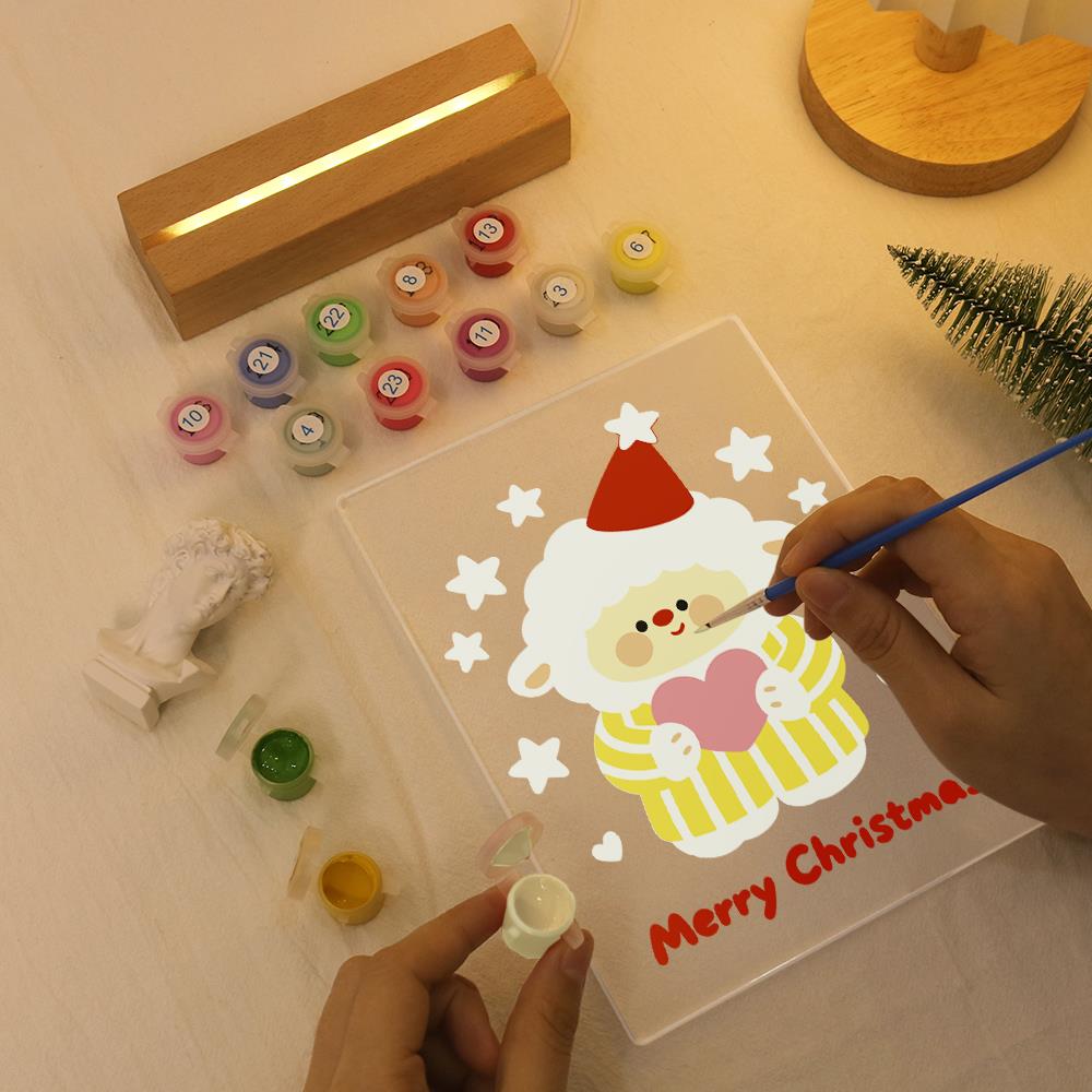 Sweater Sheep Holding a Heart paint by numbers light-up sign – image 7